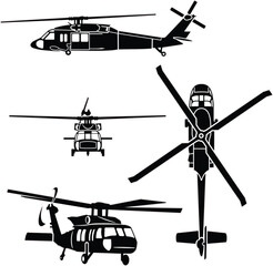 Heavy transport helicopter vector set