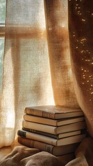 Rustic burlap fabric with warm autumn light, perfect for cozy seasonal backgrounds and fall decor scenes