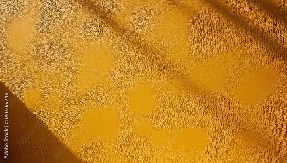 Poster warm golden wall with diagonal sunlight and shadows, minimalist textured background for design and m