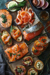 Gourmet salmon feast with fresh herbs and citrus for culinary inspiration