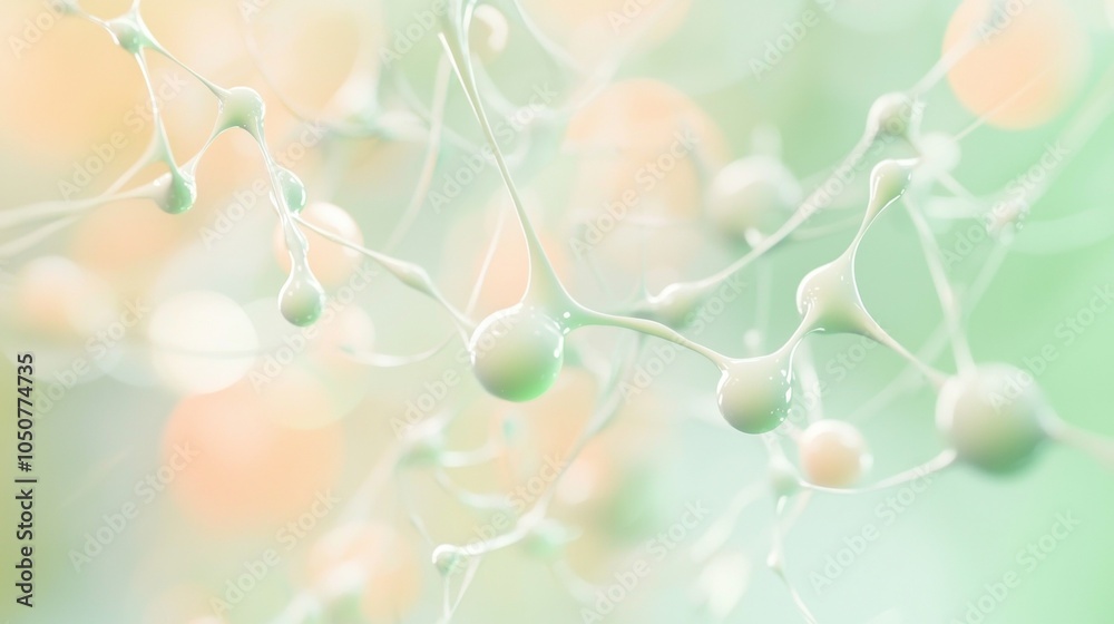 Poster microscopic view of molecules connecting and forming complex structures, creating a network of inter