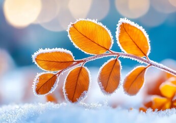 Obraz premium Infected fern leaves with spider webs and hoar frost covered in spores
