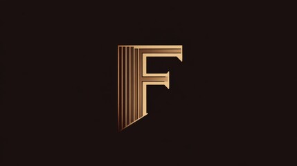  logo design featuring the letter "F"  combines rich brown and luxurious gold 