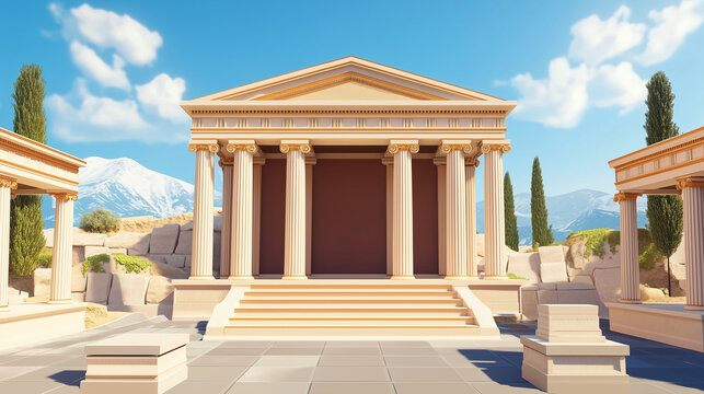 Ancient Greek Temple Theatre Stage Scene