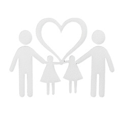 Illustration of a family holding hands with a heart symbol, representing love, unity, and togetherness.