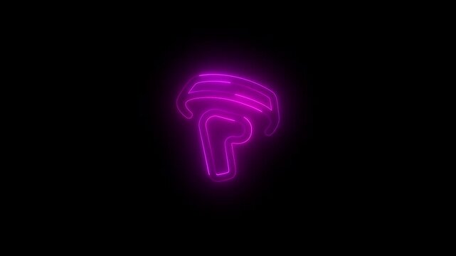 Neon ctrl spatial left icon glowing black background animation