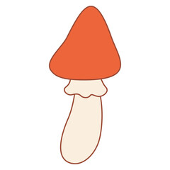 Retro groovy mushrooms.Hippie symbol.Groovy halloween decoration. Isolated on white background.Vector illustration.