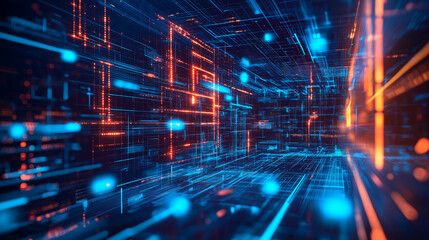 Fototapeta premium Abstract Line Based Technology Background with Virtual Connectivity and Depth