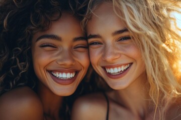 Fototapeta premium Two best friends laughing together, Generative AI
