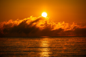 Golden sunrise on the sea
