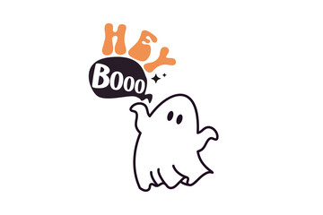 Hey Boo, cute Ghost Halloween T shirt Design