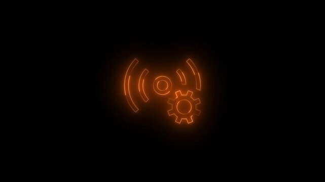Neon default aon icon glowing black background animation