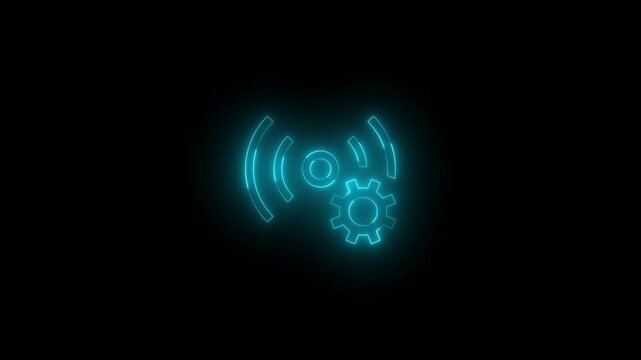 Neon default aon icon glowing black background animation