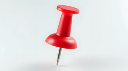 Red Push Pin Isolated on White Background for Office and Planning Concepts