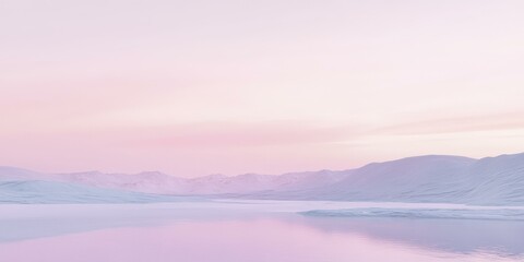Fototapeta premium Serene Mountain Landscape with Pink Sky and Water Reflection