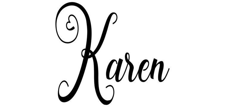 karen - black color - word name written with heart - ideal for websites, presentations, cards, banners, sweatshirts, prints, cricut, silhouette, sublimations, labels, stickers	