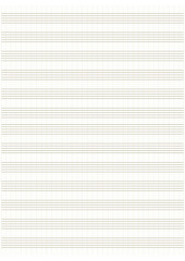 Fototapeta premium Graph paper. Printable grid paper with stave on a white background. A blank music sheet paper with staff. Geometric pattern for composition, education, school. Realistic lined paper blank size A4