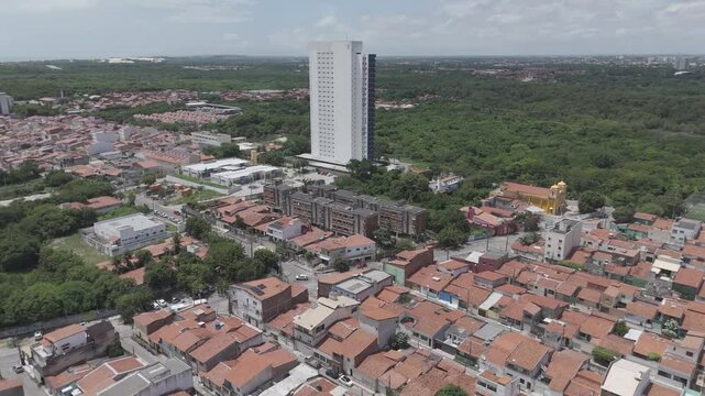 Imagem panoramica de drone no bairro Cidade 2000 em Fortaleza, Cear&aacute;.