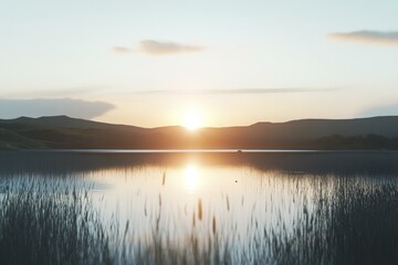 Fototapeta premium Serene Sunset Over a Mountain Lake