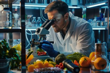 Food Scientist Examining Sample in High-Tech Laboratory Environment for Research and Development