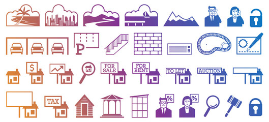 Real estate construction icon collection. Mortgage marketing icon bundle