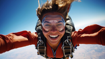 Skydivers joyfully embrace the thrill of freefalling above scenic landscapes
