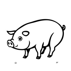 Fototapeta premium Pig black icon isolated on white background. Generative AI
