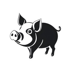 Fototapeta premium Pig black icon isolated on white background. Generative AI