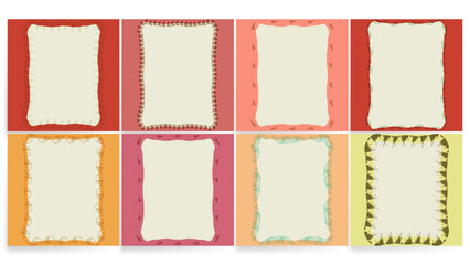Boho Textured Frame Vector Set