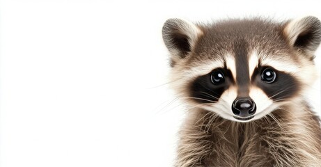 Obraz premium Two playful raccoons posing together against a white background