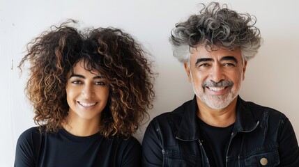 Joyful portrait of a multiracial family  african american wife and european husband together