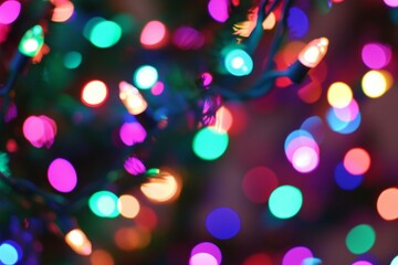 Abstract blurred city lights at night creating a vibrant and colorful urban atmosphere.