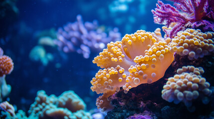 Obraz premium Sea flower textured background with yellow and blue