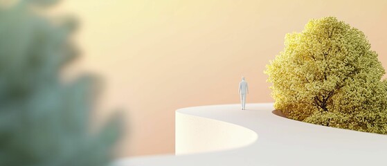 Civic engagement depicted through minimalist pathways converging, simple lines, natural tones, 3D illustration.