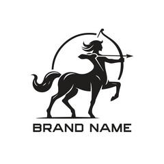 Centaur Bow Arrows Vector Logo.  Archer Logo Design Template Vector