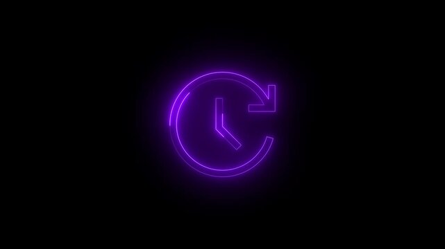 Neon dev update icon glowing black background animation