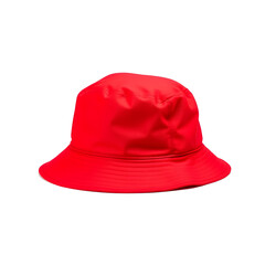 Red bucket hat isolated on white background. Generative AI