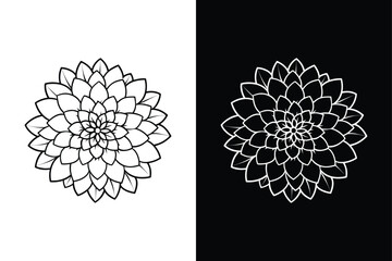 Dahlia flower Vector illustration icon isolated on white background.