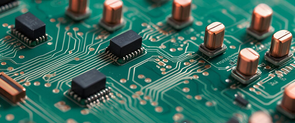 High-Performance Microprocessor on Emerald Green Circuit Board with Gold Contacts