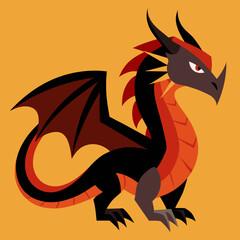 Naklejka premium red dragon on black