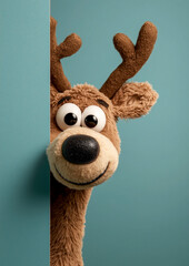 Fluffy Reindeer Toy Creeps Around Corner