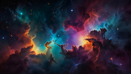 Colorful space galaxy cloud nebula. Stary night cosmos. Supernova background wallpaper