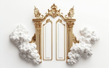 Fototapeta premium Pearly Gates with clouds and Heaven on a clean white background 