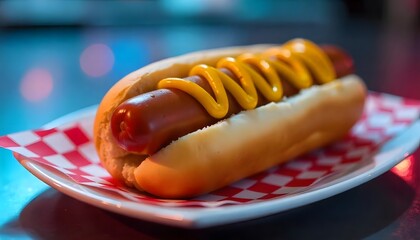 hot dog with mustard