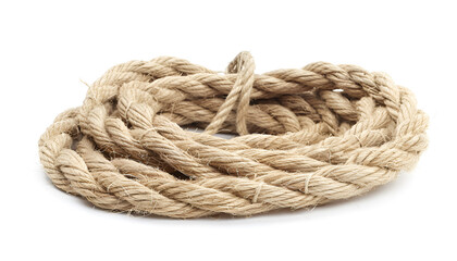 Fototapeta premium Rupture of hemp rope on white background