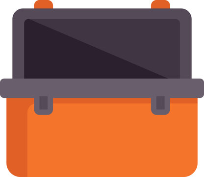 Orange and grey plastic toolbox is open and waiting to be filled with tools