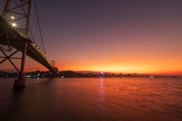 Fototapeta premium bridge at sunset Hercílio luz bridge de Florianopolis Santa Catarina Brazil Florianópolis