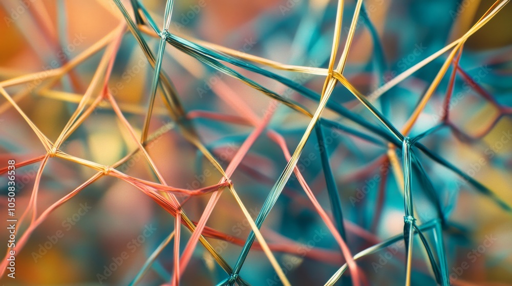 Aufkleber A network of interconnected threads in different shades forming a resilient fabric, Metaphorizing the interconnectedness and strength of diverse viewpoints, photography style