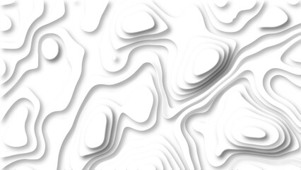 Abstract 3D background creative pattern in illustration with white color design in papercut.Topographic canyon geometric map relief texture with curved layers and shadow. Abstract realistic papercut