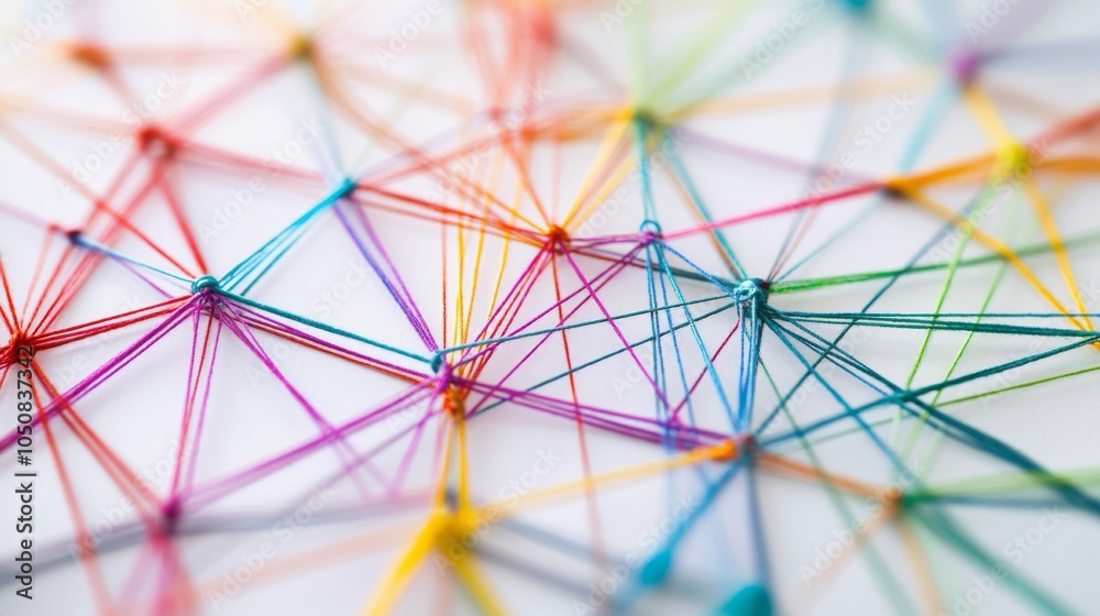 Poster A network of intertwined threads in different shades forming a resilient fabric, Metaphorizing the interconnectedness and strength of diverse viewpoints, photography style
